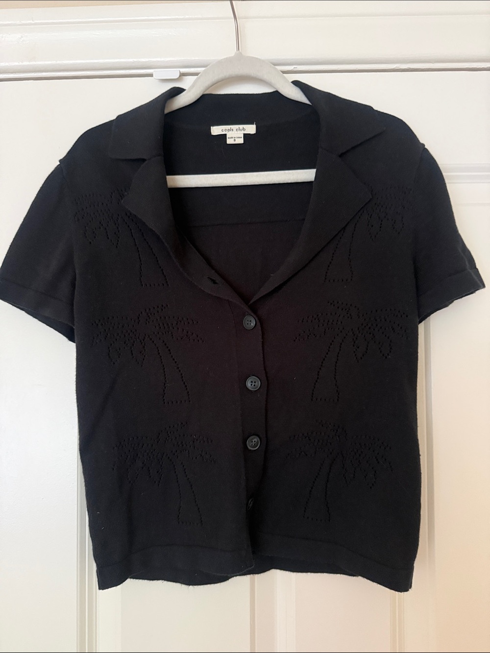 Black Palm Tree Knit Button-Up Cardigan